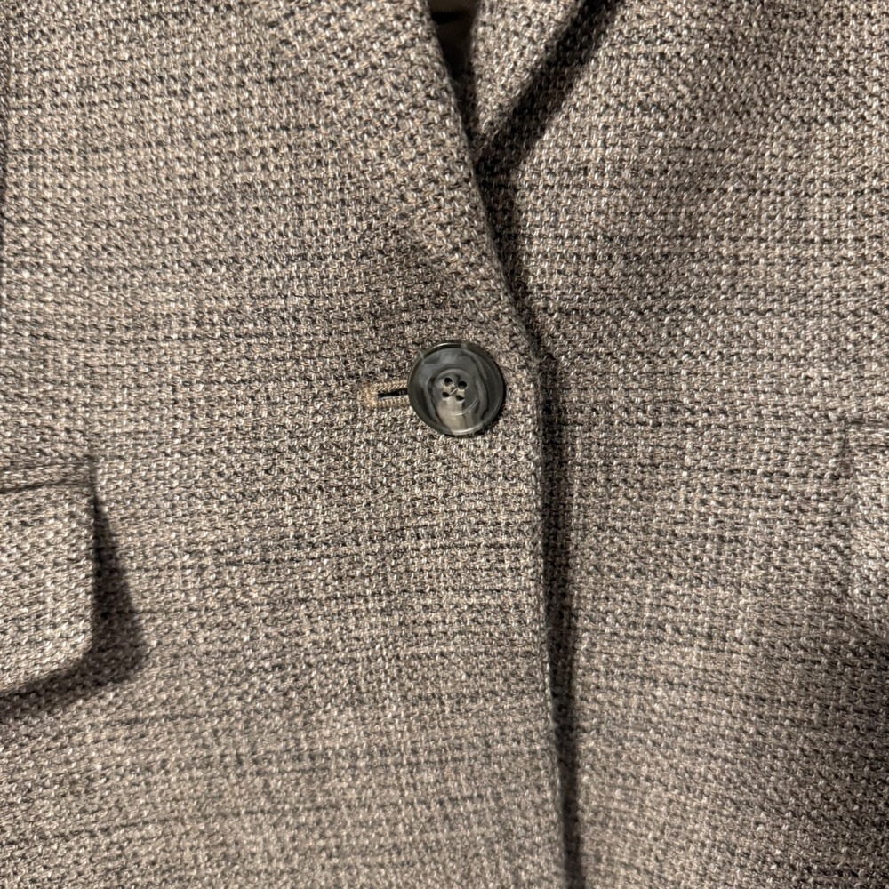 Talbots Womens Blazer Jacket 12P Taupe Gray Brown Tweed Single Button Wool Blend - Picture 3 of 10
